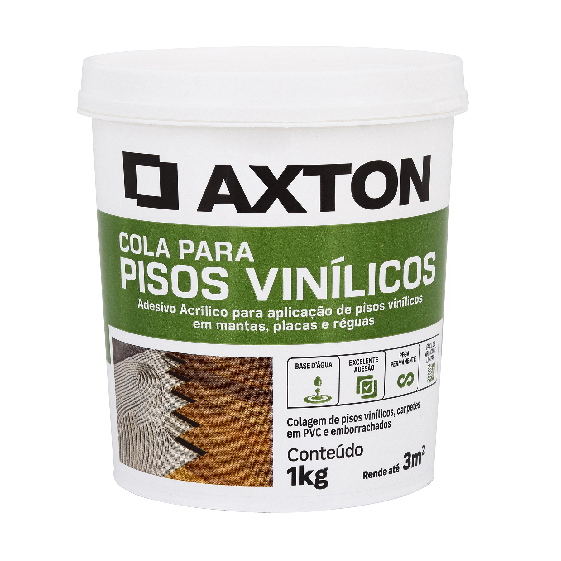 Cola para Piso Vinílico Base D Água Balde 1kg Axton