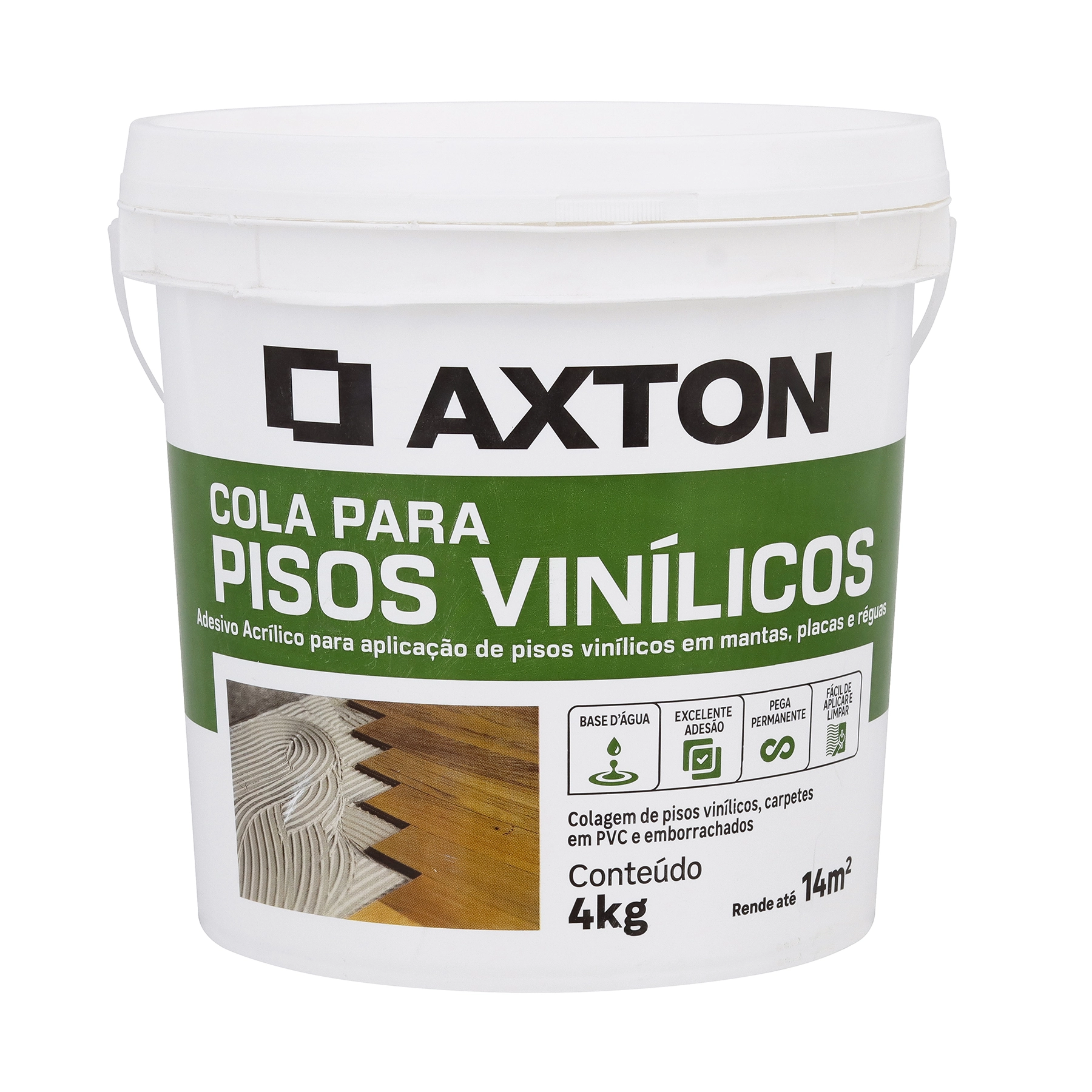 Cola para Piso Vinílico Base D Água Balde 4kg Axton