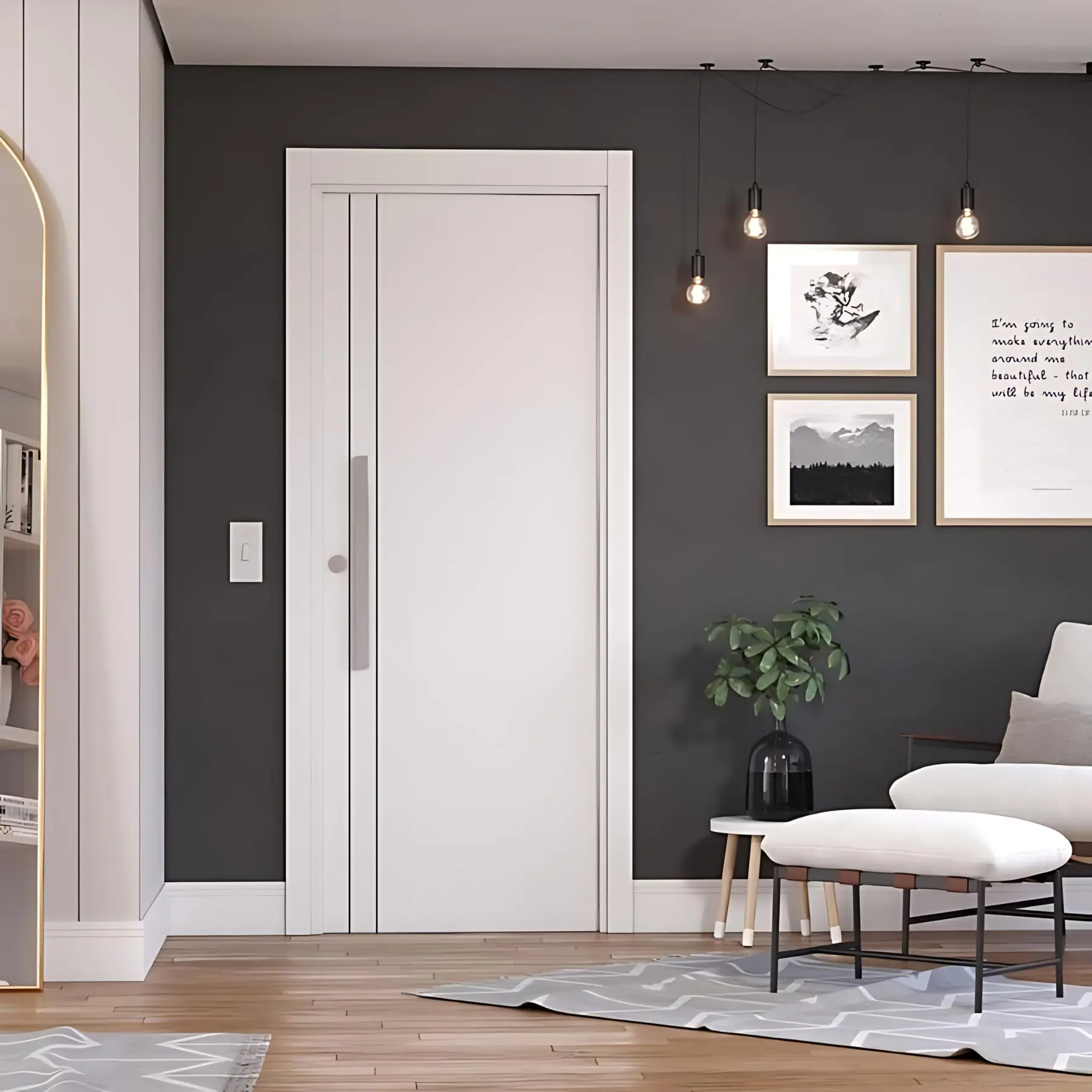 Kit Porta Madeira Pivotante Direito|Esquerdo Bianco 230x110cm Sarrafeada Batente 12 a 23cm Vivace Plus Line