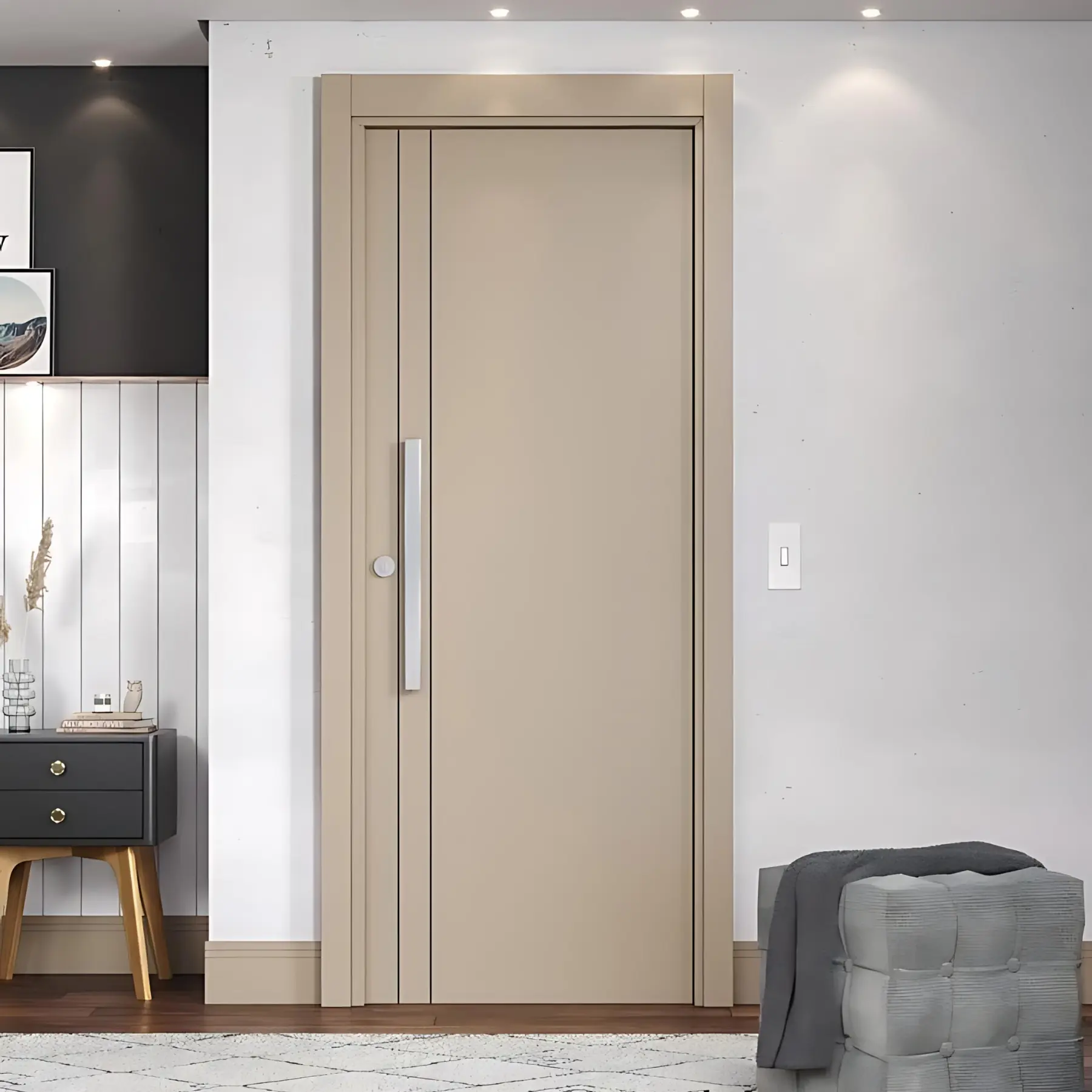 Kit Porta Madeira Pivotante Direito|Esquerdo Cappucino 230x100cm Sarrafeada Batente 12 a 23cm Vivace Plus Line