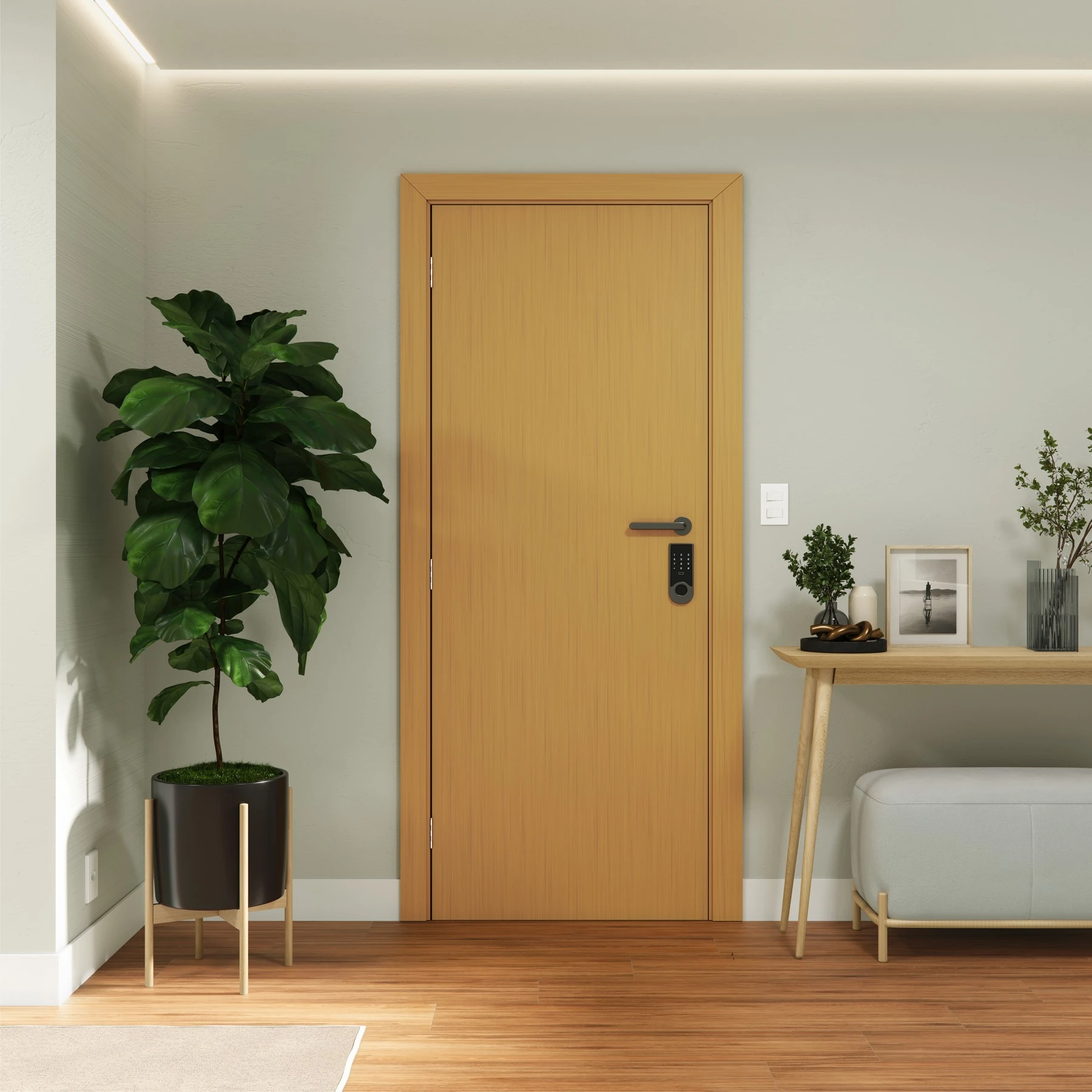 Kit Porta Madeira de Giro Direito|Esquerdo Curupixá 210x90cm Sarrafeada Batente 7,5 a 16cm Vivace UV Lisa Artens