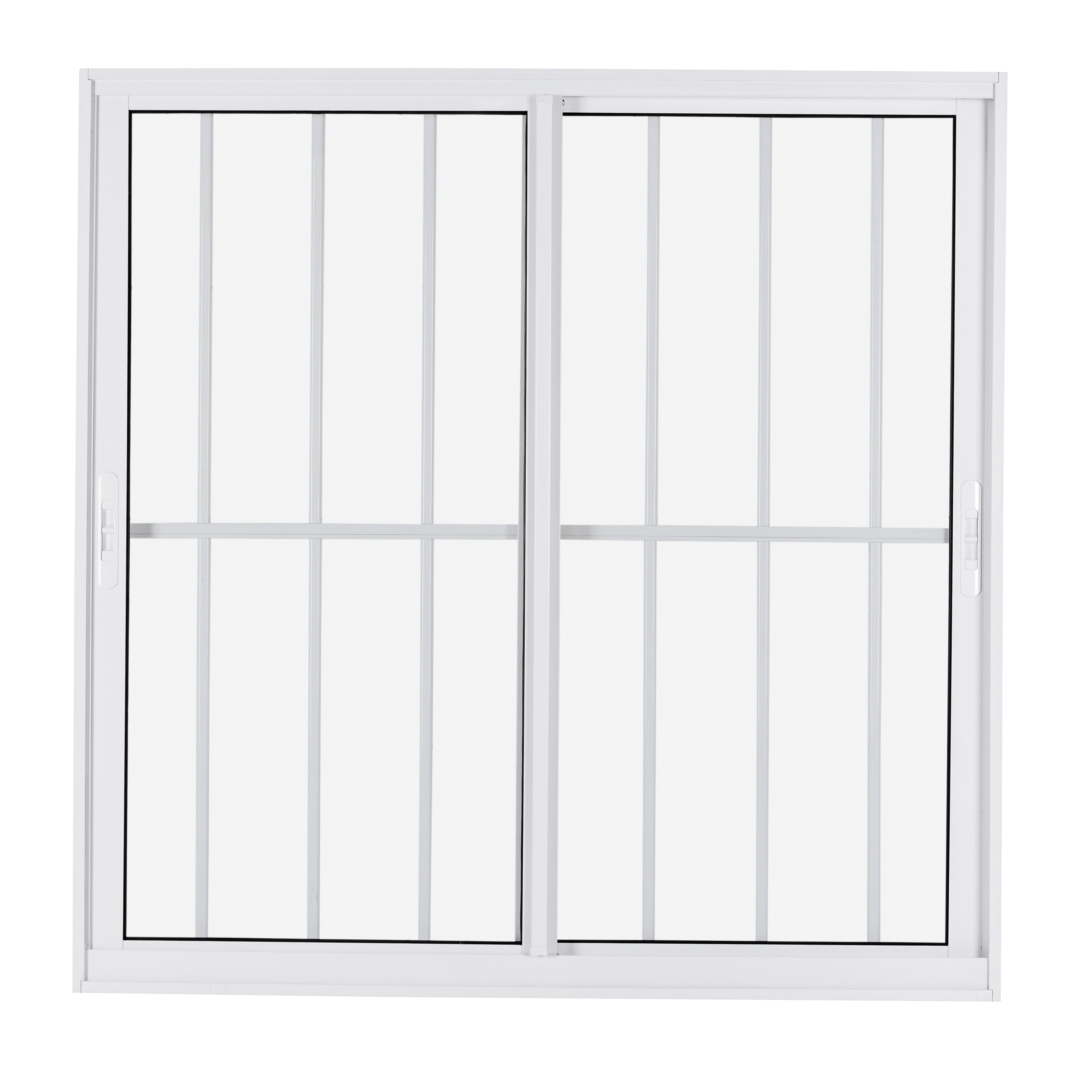 Janela de Alumínio de Correr 2 Folhas 100x100cm com Grade Vivace Isoxa Branca