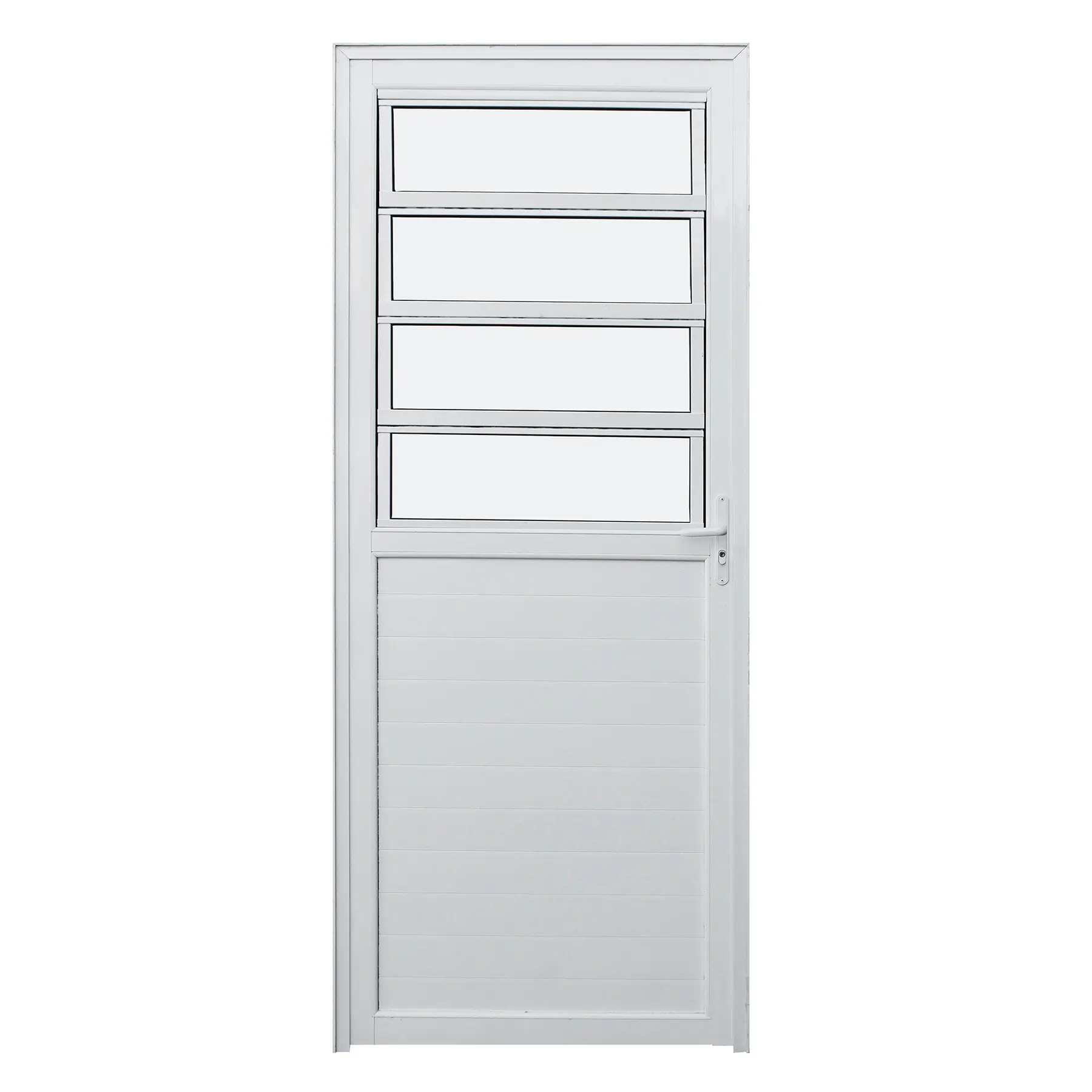 Porta Basculante de Giro Alumínio Branco com Vidro Mini Boreal 2,14x0,86m Lado Esquerdo Linha Vivace Isoxa