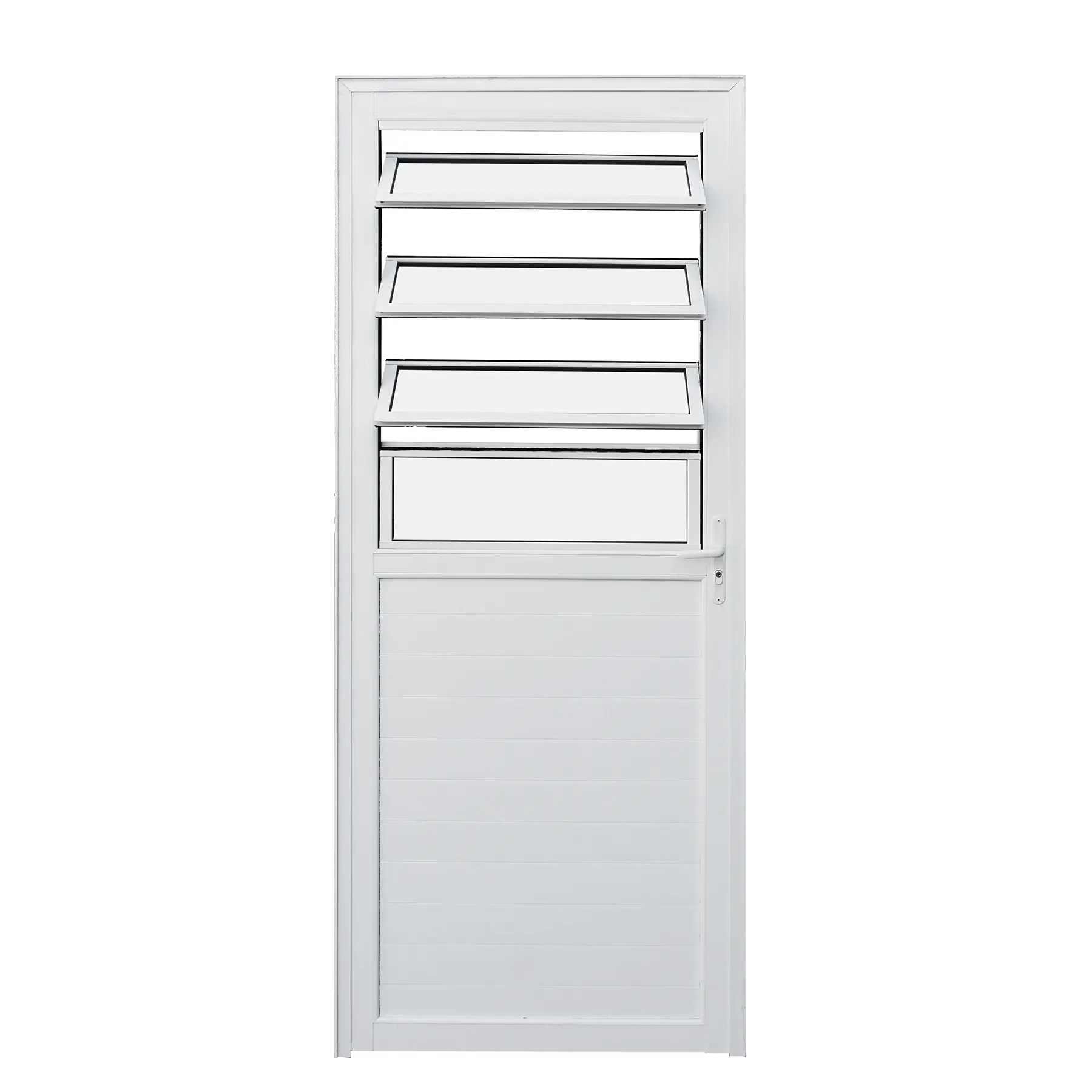 Porta Basculante de Giro Alumínio Branco com Vidro Mini Boreal 2,14x0,96m Lado Direito Linha Vivace Isoxa