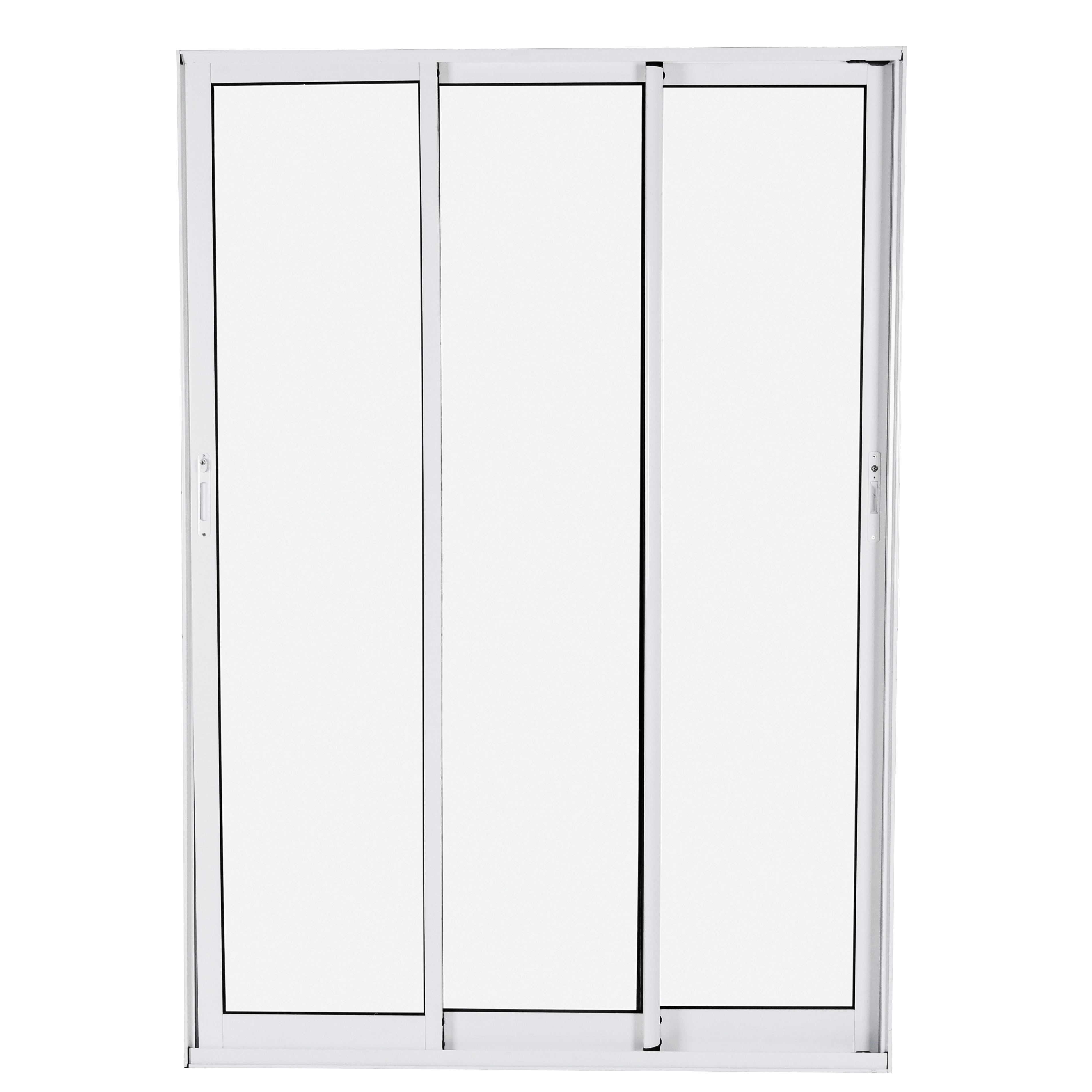 Porta de Correr 3 Folhas Alumínio Branco com Vidro Transparente 2,14x1,50m Linha Vivace Isoxa