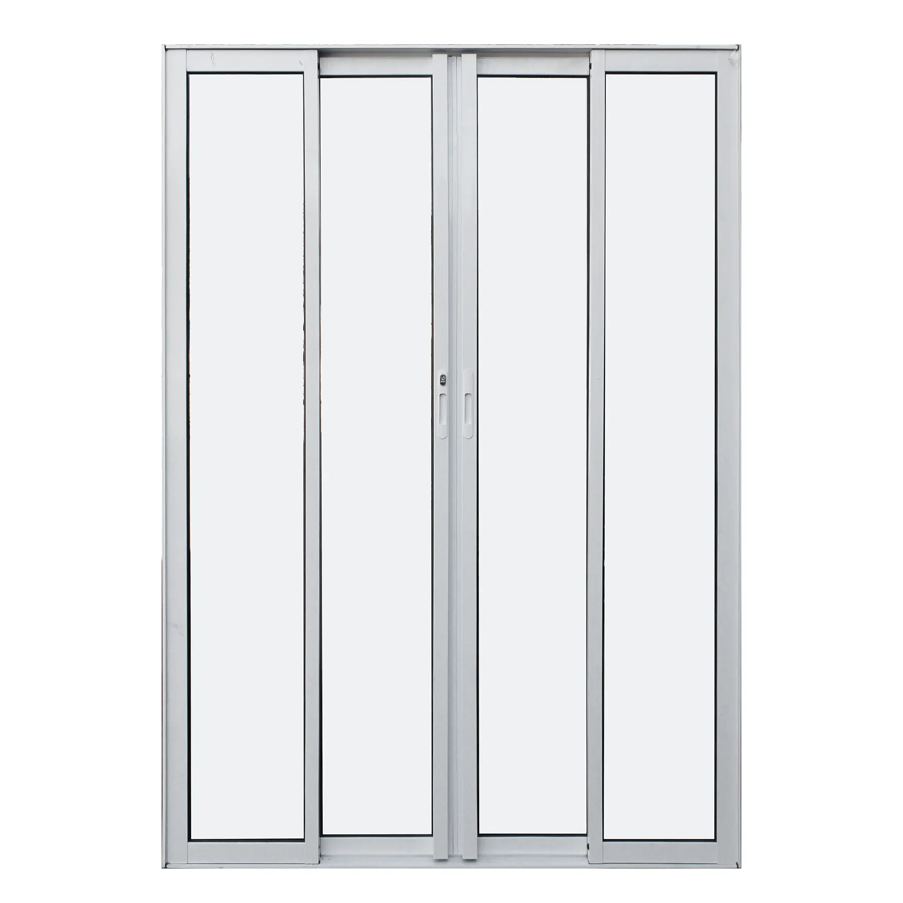 Porta de Correr 4 Folhas Alumínio Branco com Vidro Transparente 2,14x1,50m Linha Vivace Isoxa