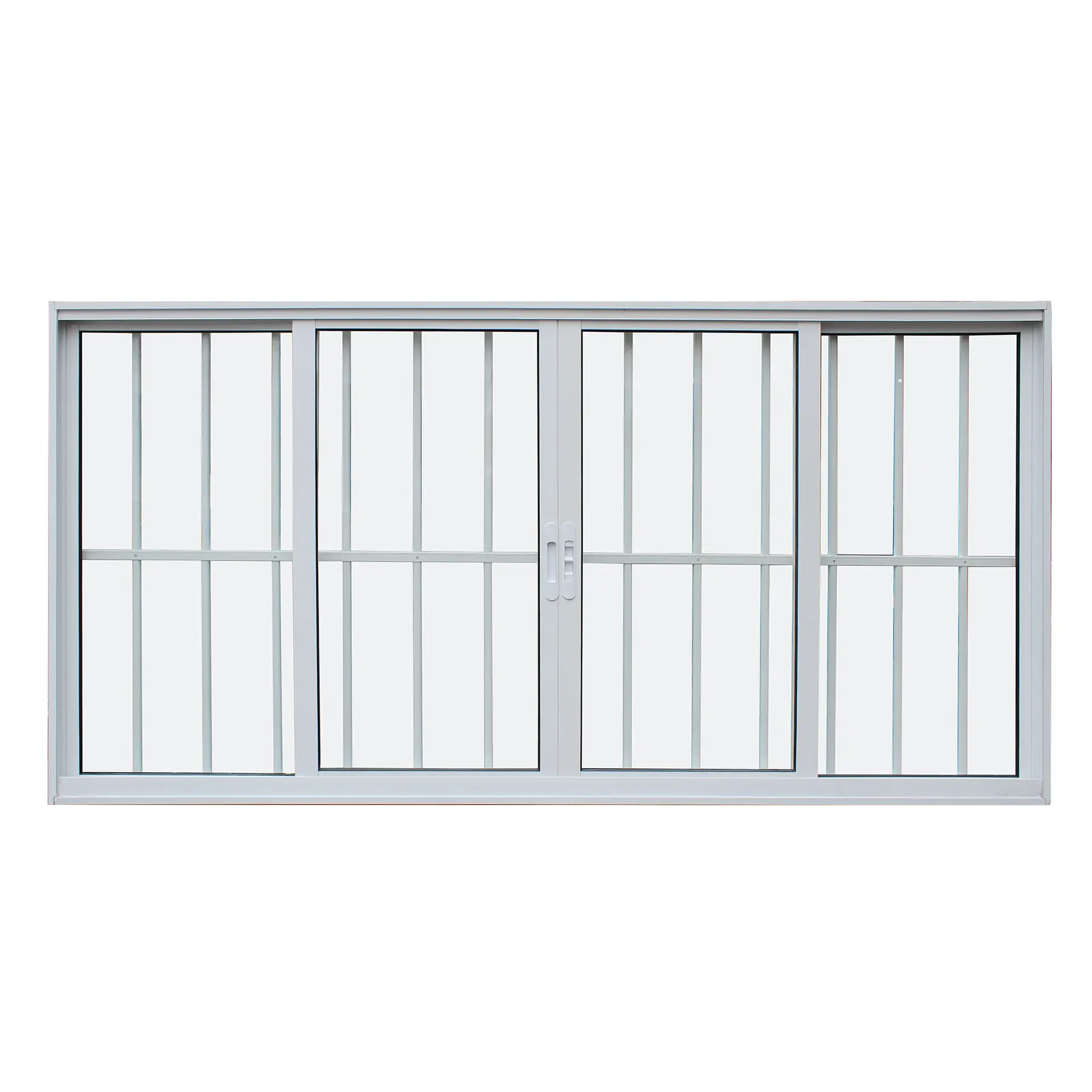 Janela de Alumínio de Correr 4 Folhas 100x120cm com Grade Vivace Isoxa Branca