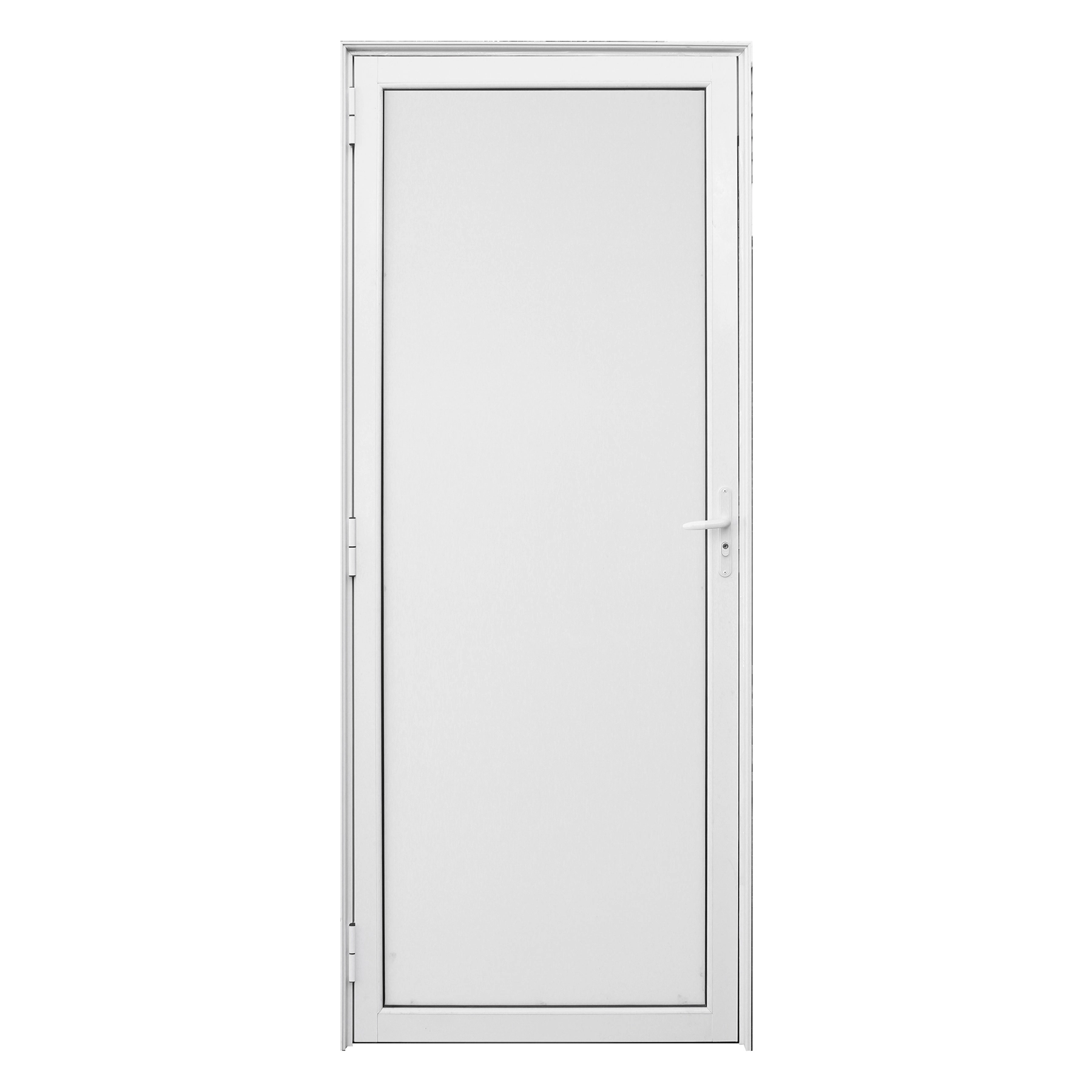 Porta com Visor de Giro Alumínio Branco com Vidro Opaco 2,14x0,86m Lado Esquerdo Linha Vivace Isoxa