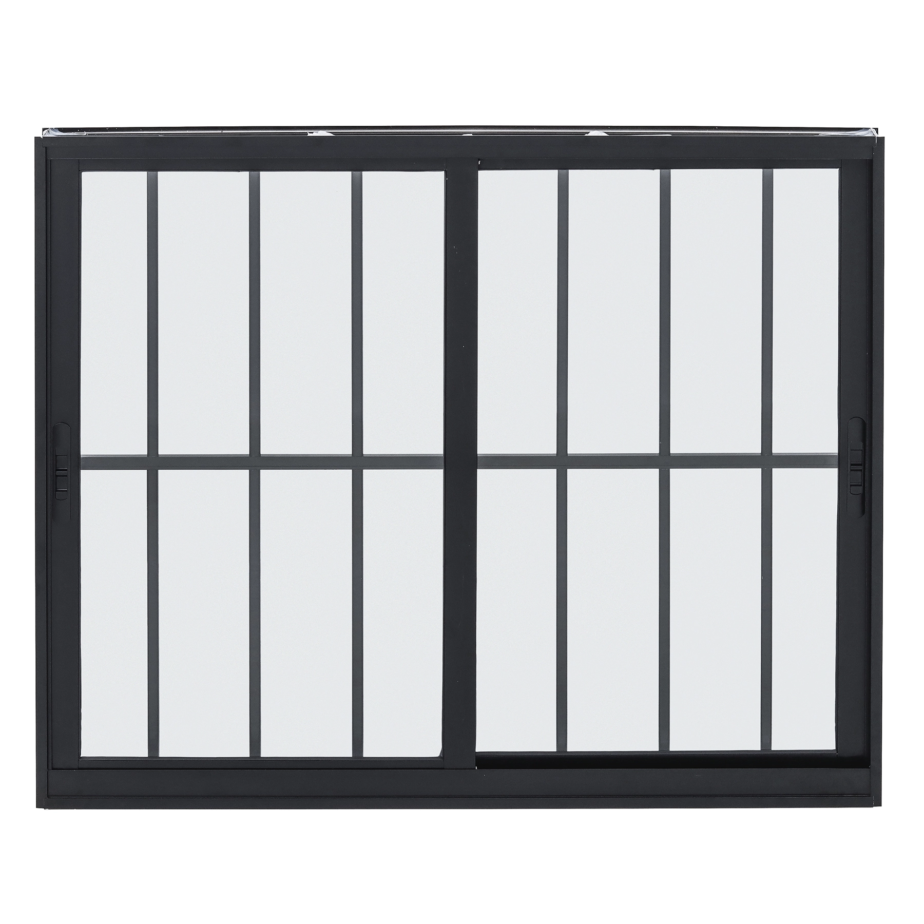 Janela de Alumínio de Correr 2 Folhas 100x150cm com Vidro 3mm e Grade Vivace Isoxa Preta