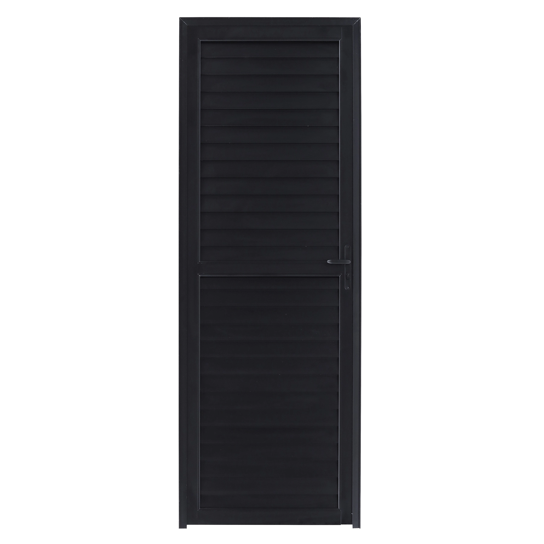 Porta Veneziana de Giro Alumínio Preto 2,14x0,86m Lado Esquerdo Linha Vivace Isoxa