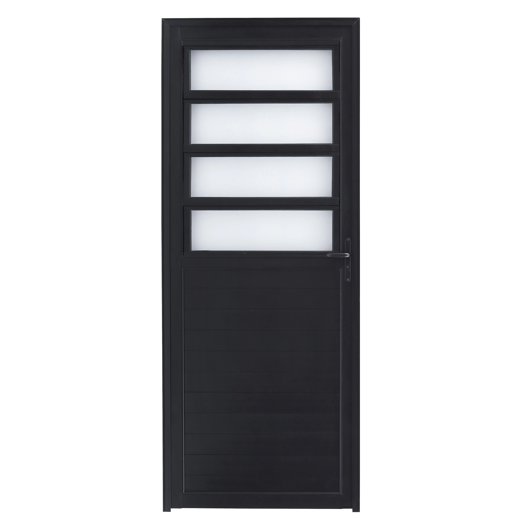 Porta Basculante de Giro Alumínio Preto com Vidro Mini Boreal 2,14x0,86m Lado Direito Linha Vivace Isoxa