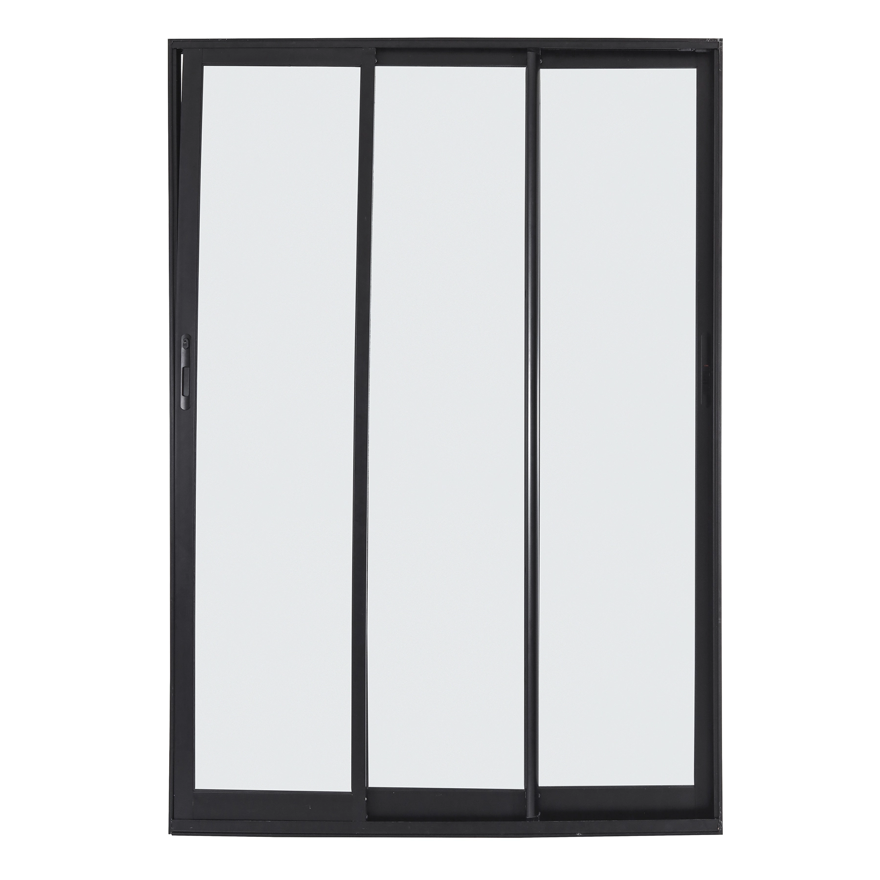 Porta de Correr 3 Folhas Alumínio Preto com Vidro Transparente 2,14x1,50m Linha Vivace Isoxa