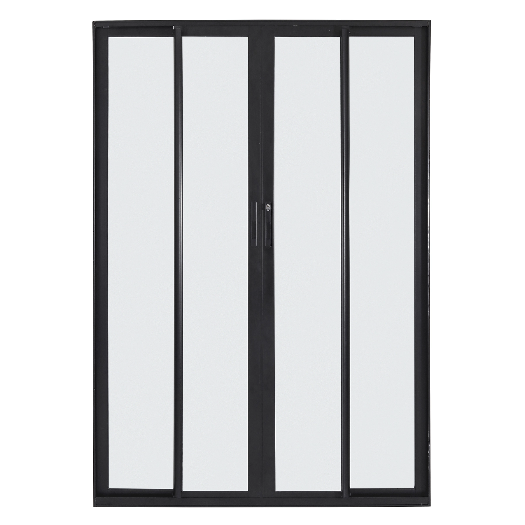 Porta de Correr 4 Folhas Alumínio Preto com Vidro Transparente 2,14x2,00m Linha Vivace Isoxa