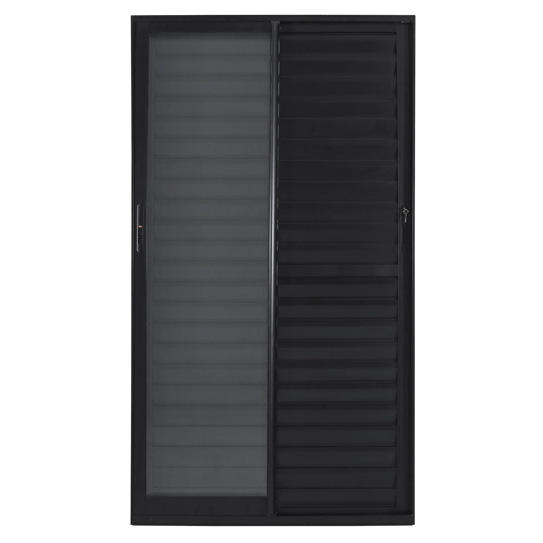 Porta Balcão de Correr 3 Folhas Alumínio Preto com Vidro Transparente 2,14x1,60m Linha Vivace Isoxa