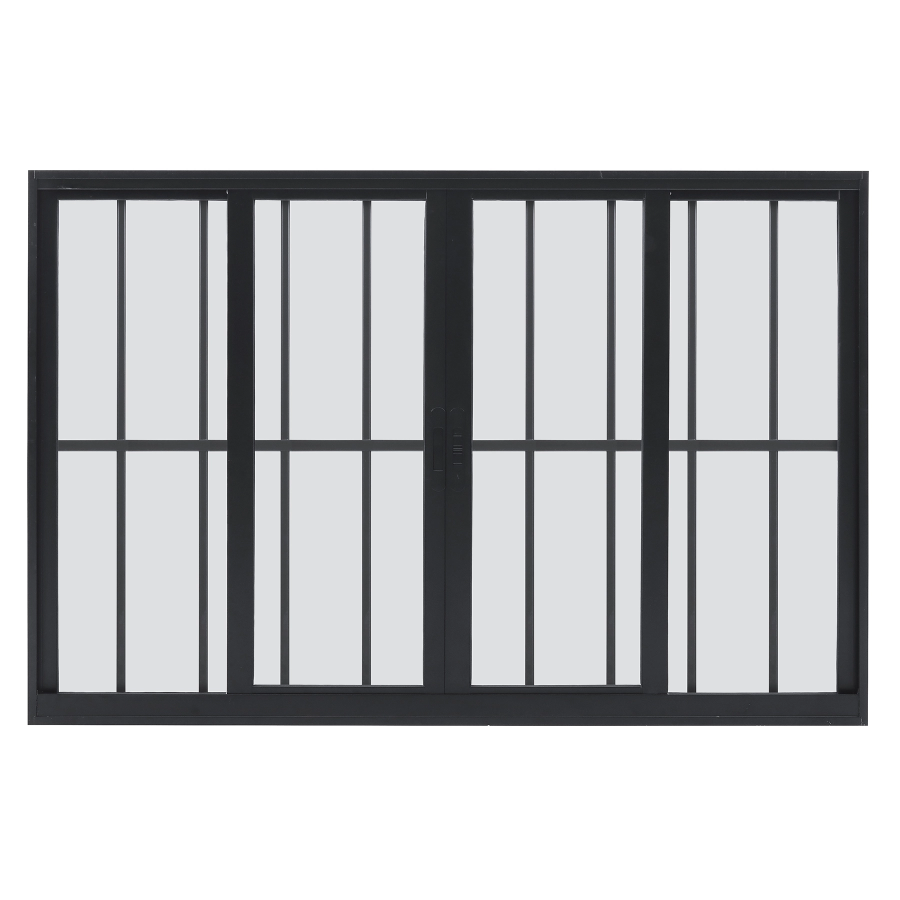 Janela de Alumínio de Correr 4 Folhas 120x200cm com Grade Vivace Isoxa Preta
