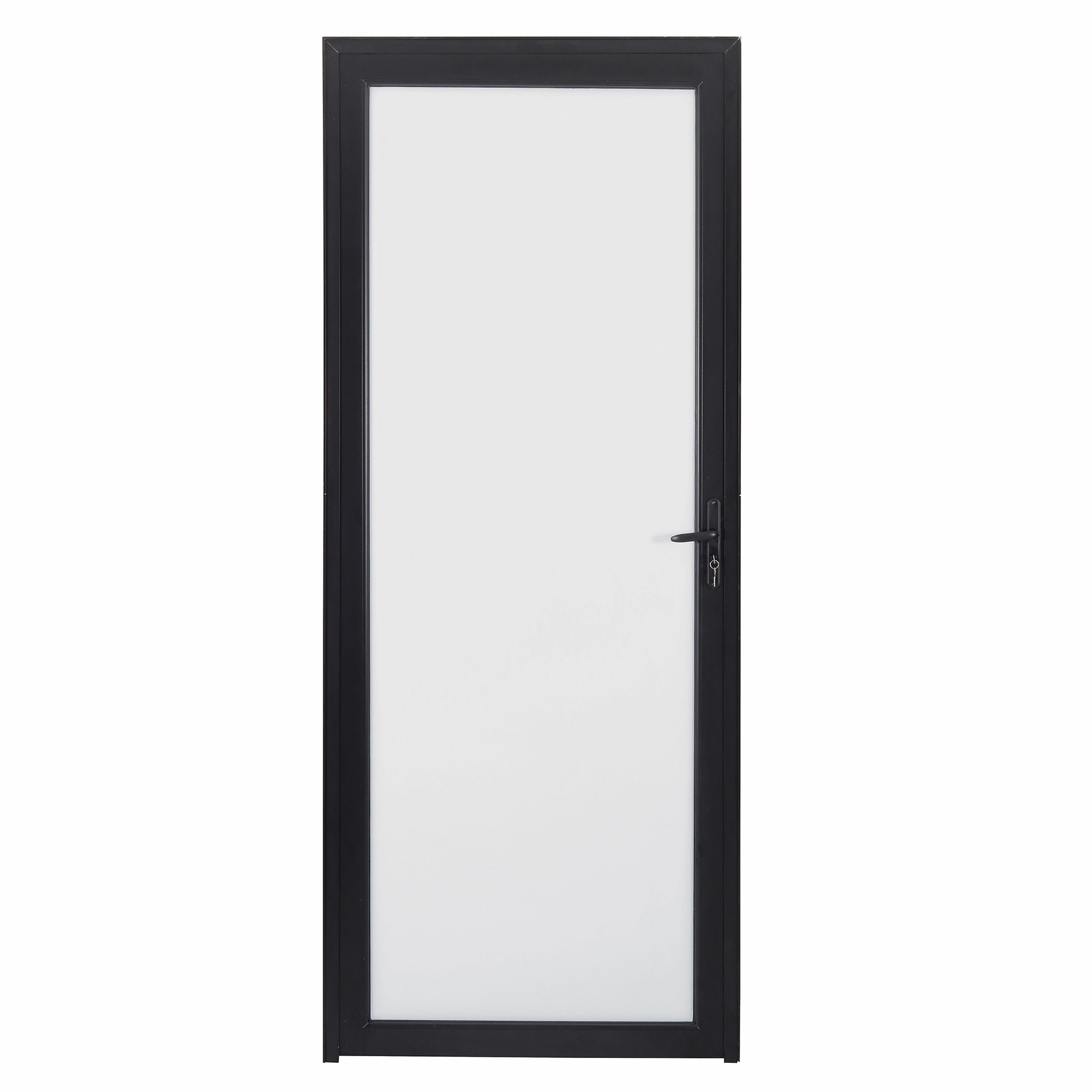 Porta com Visor de Giro Alumínio Preto com Vidro Opaco 2,14x0,86m Lado Esquerdo Linha Vivace Isoxa