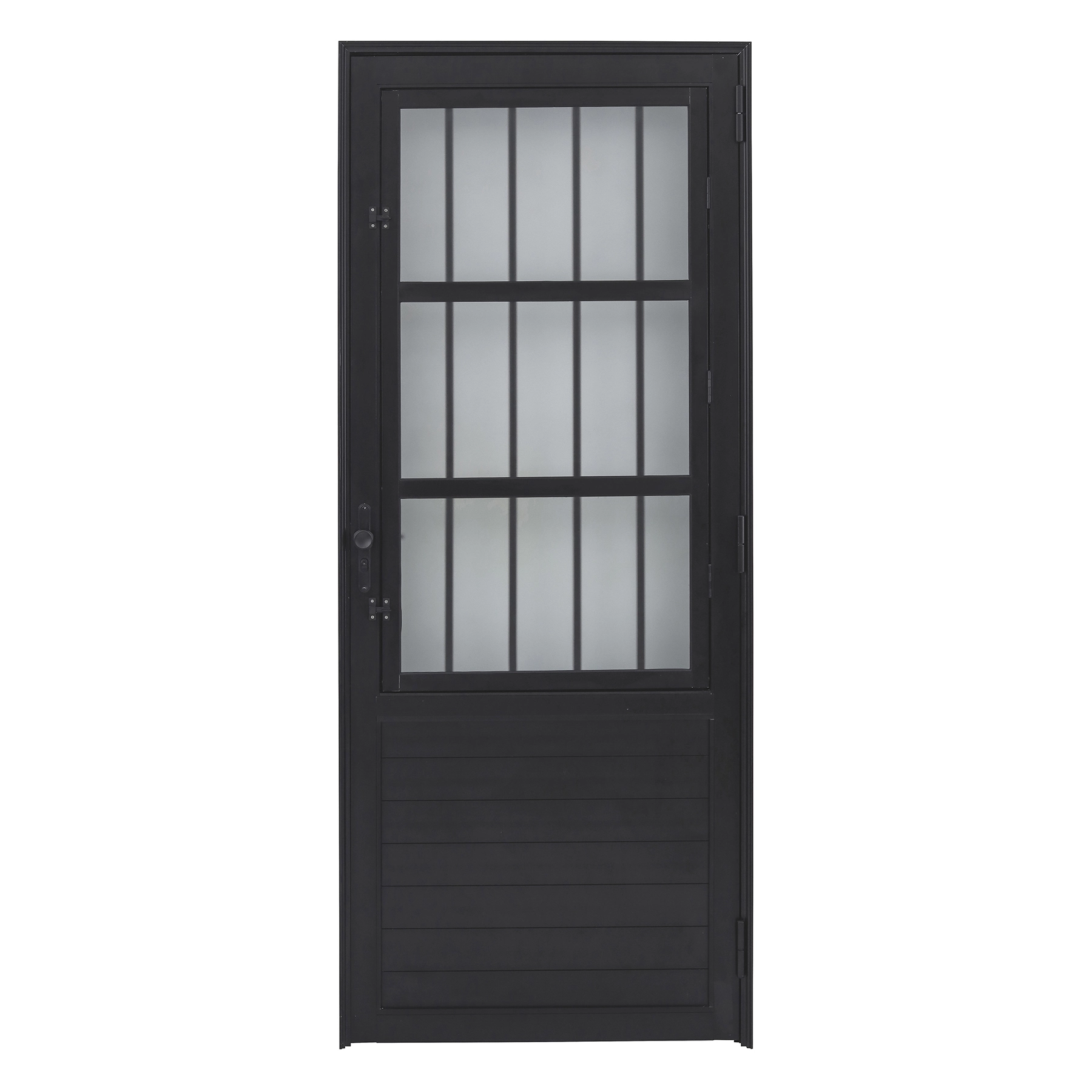 Porta Postigo de Giro Alumínio Preto com Vidro Mini Boreal 2,14x0,86m Lado Direito Linha Vivace Isoxa