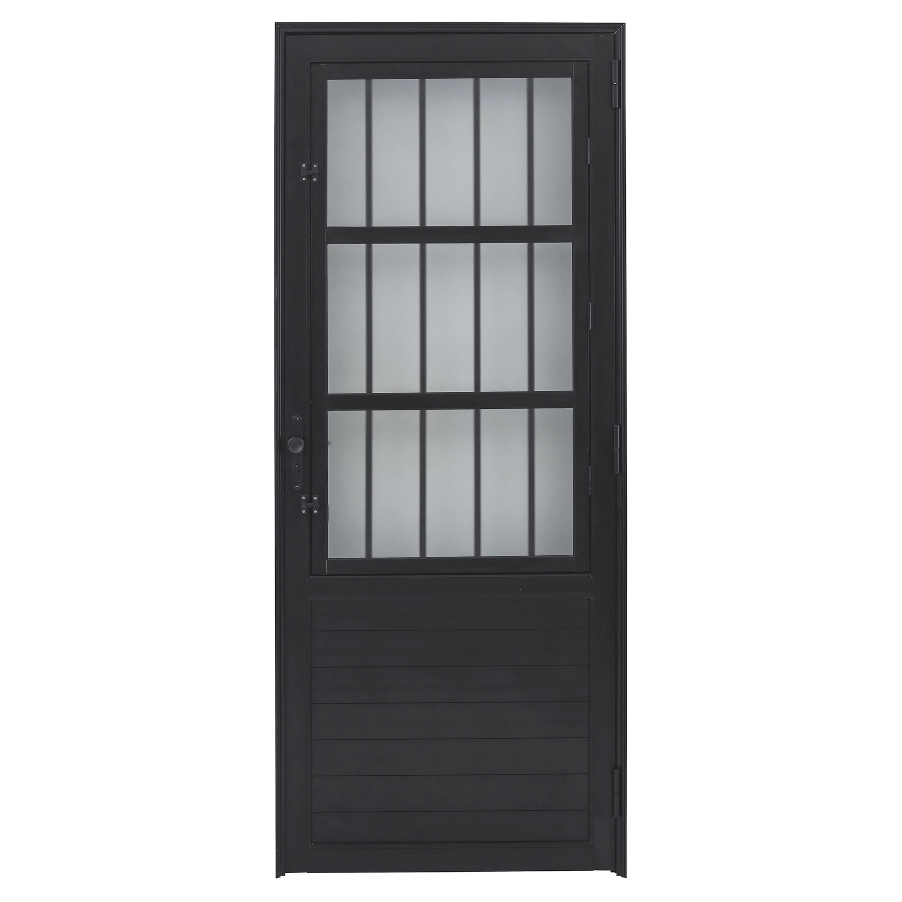 Porta Postigo de Giro Alumínio Preto com Vidro Mini Boreal 2,14x0,96m Lado Direito Linha Vivace Isoxa
