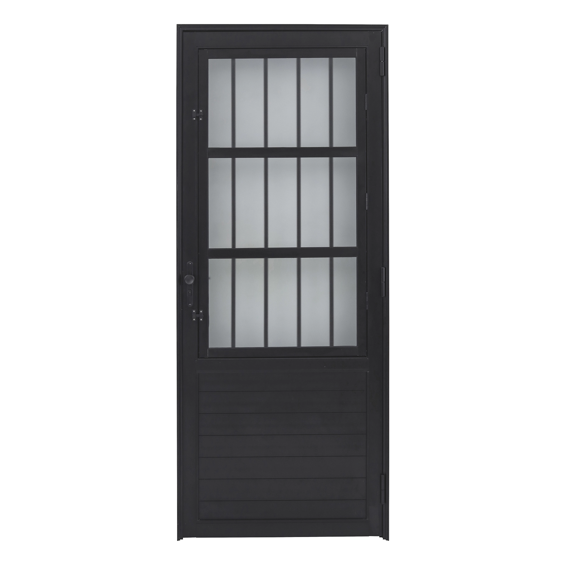 Porta Postigo de Giro Alumínio Preto com Vidro Mini Boreal 2,14x0,96m Lado Esquerdo Linha Vivace Isoxa