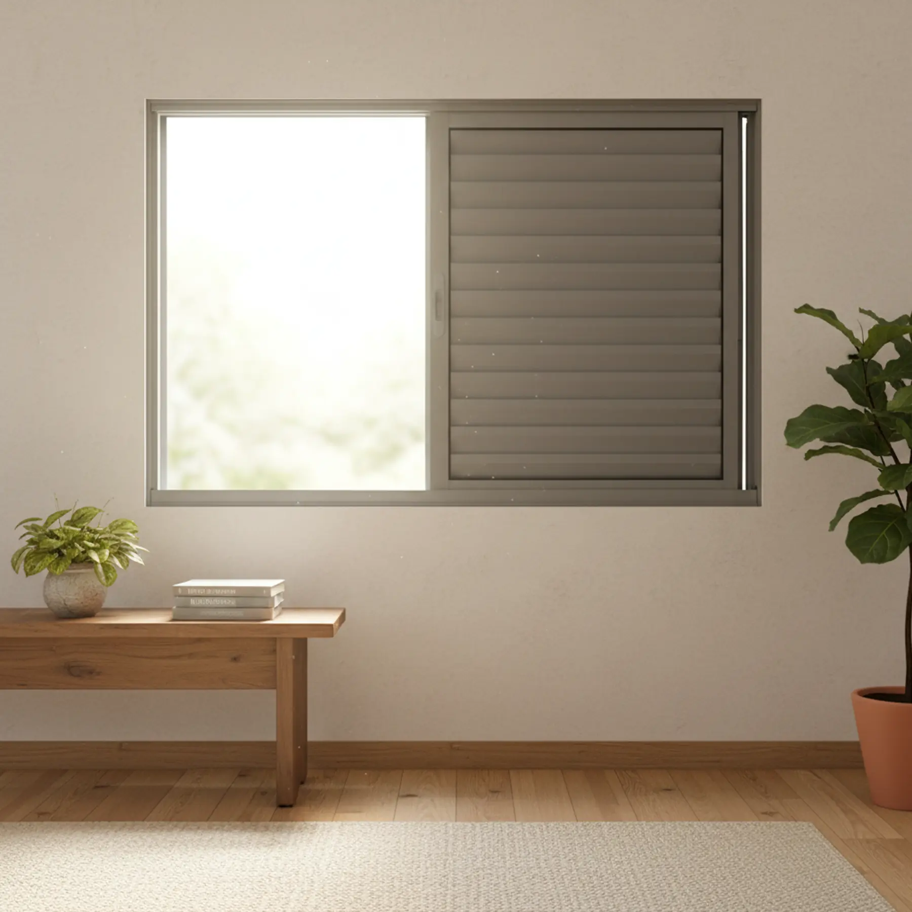 Janela de Alumínio Veneziana 3 Folhas 100x120cm com Vidro 3mm Vivace Isoxa Cinza