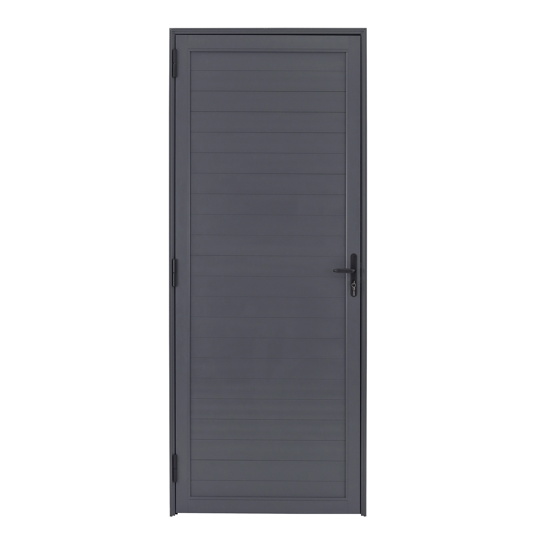 Porta Lambril de Giro 1 Folha Alumínio Pintado Cinza 2,14x0,86m Lado Direito Linha Vivace Isoxa