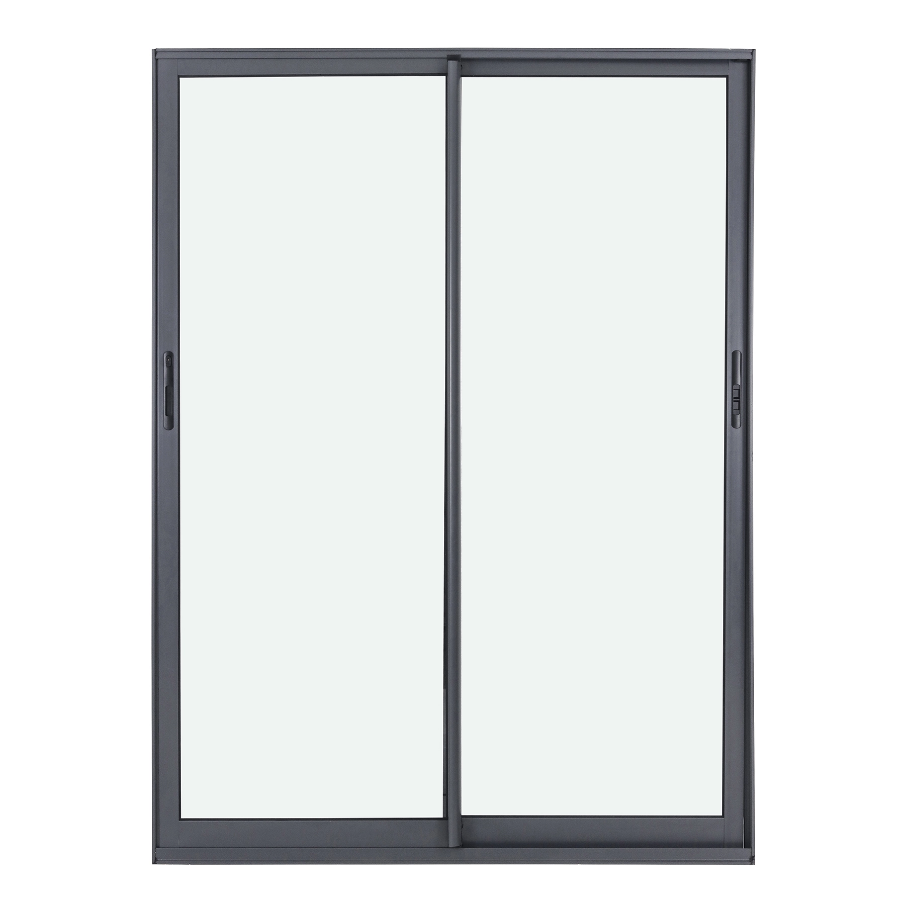 Porta Balcão de Correr 2 Folhas Alumínio Pintado Cinza com Vidro Transparente 2,14x1,60m Linha Vivace Isoxa