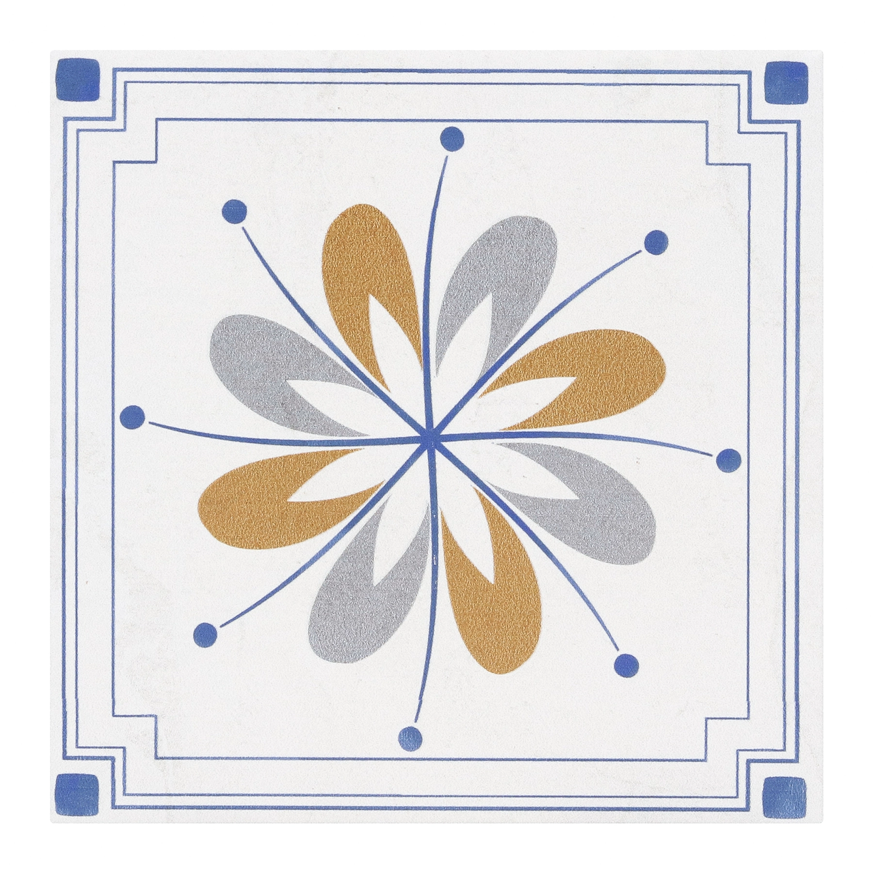 Revestimento de Parede Interno e Externo Decorado Acetinado 15,2x15,2cm Borda Arredondada Português Porto Artens