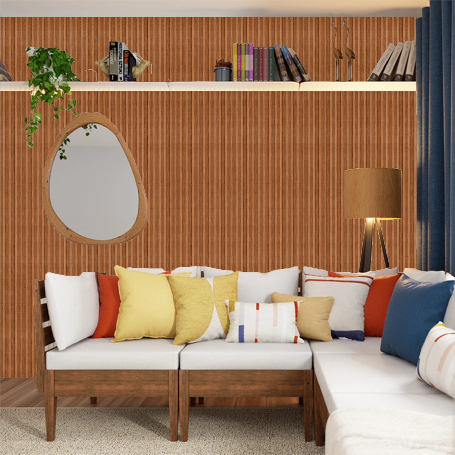 Painel Ripado de Madeira MDF 12mm Curupixá 15x270cm Artens