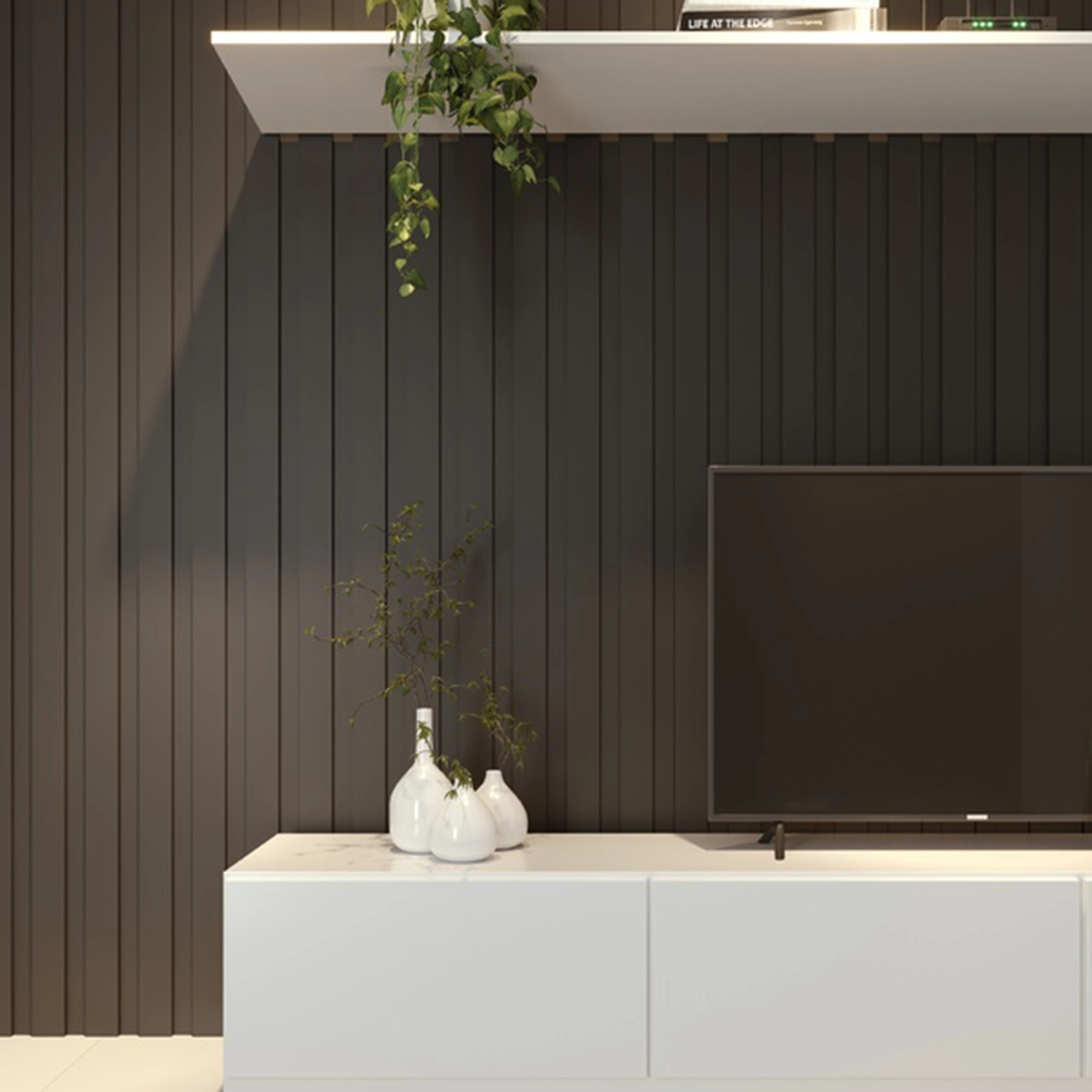 Painel Ripado de Madeira MDF 12mm Preto 15x270cm Artens