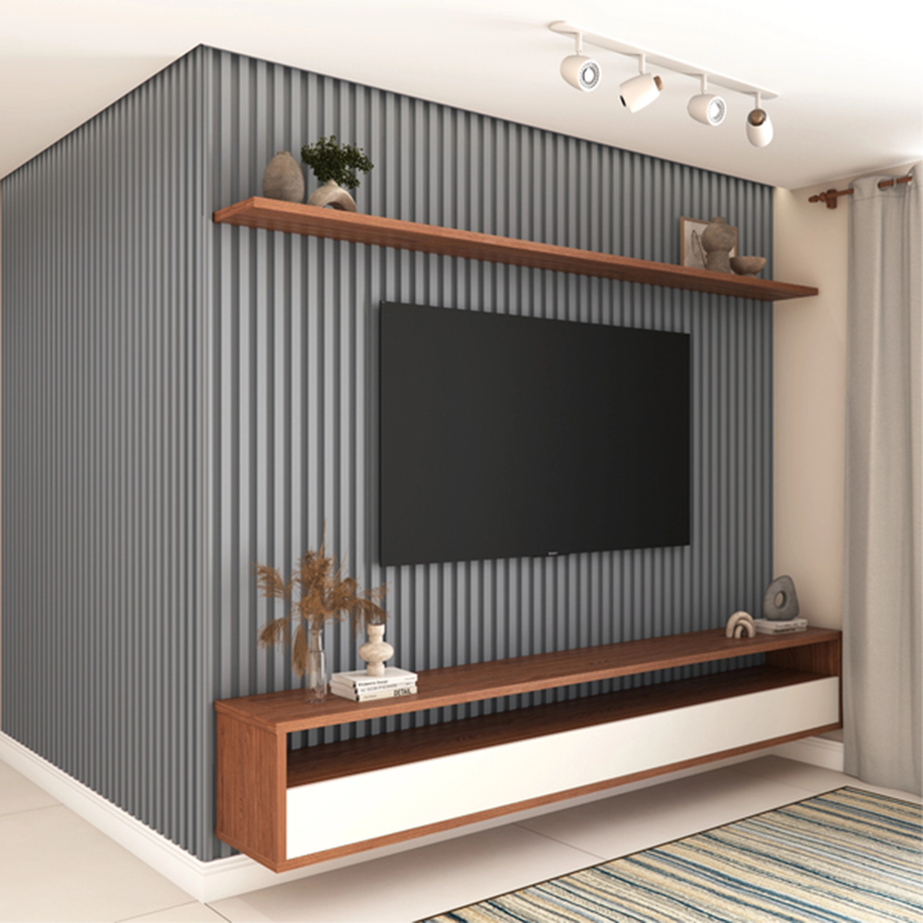 Painel Ripado de Madeira MDF 12mm Nanquim 15x270cm Artens