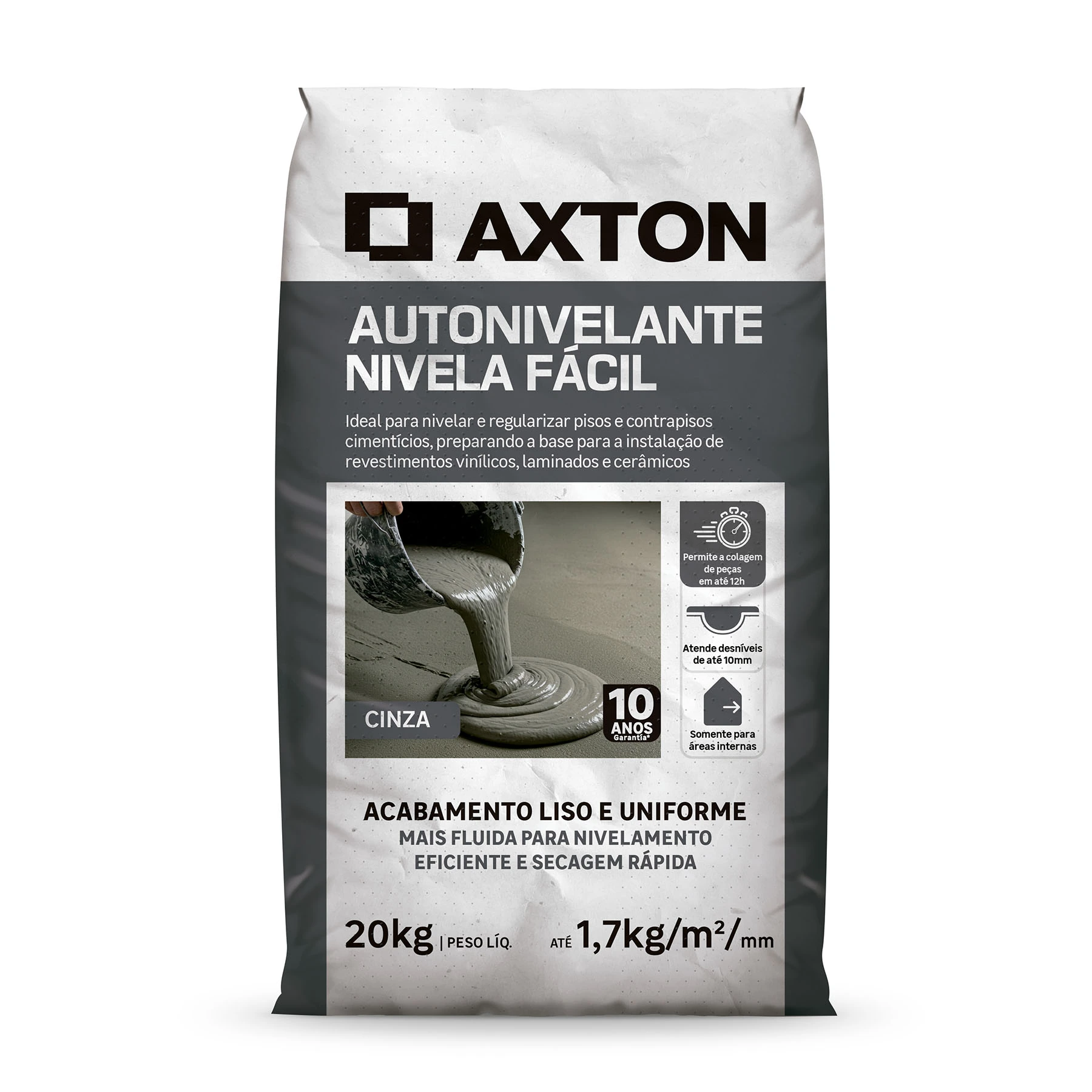 Argamassa Autonivelante Nivela Fácil Interna 20kg Cinza Axton