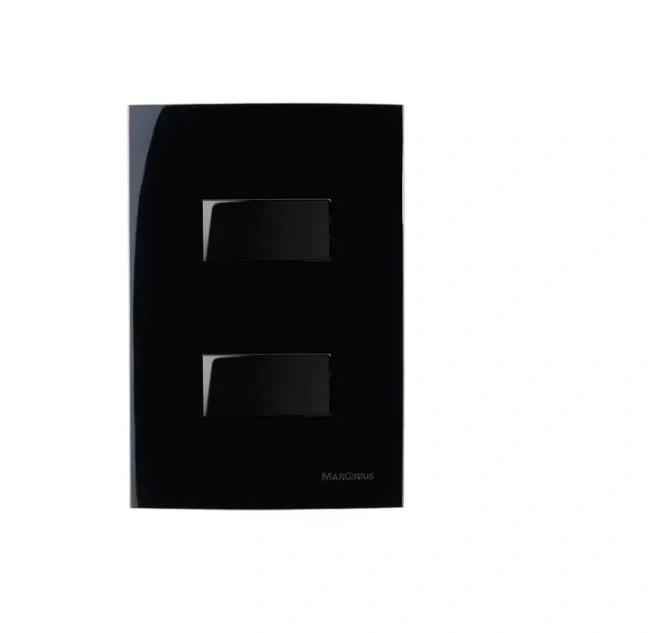 Conjunto 2 Interruptor Tecla Paralelo Separado 4x2 Preto Ebony Clean Margirius