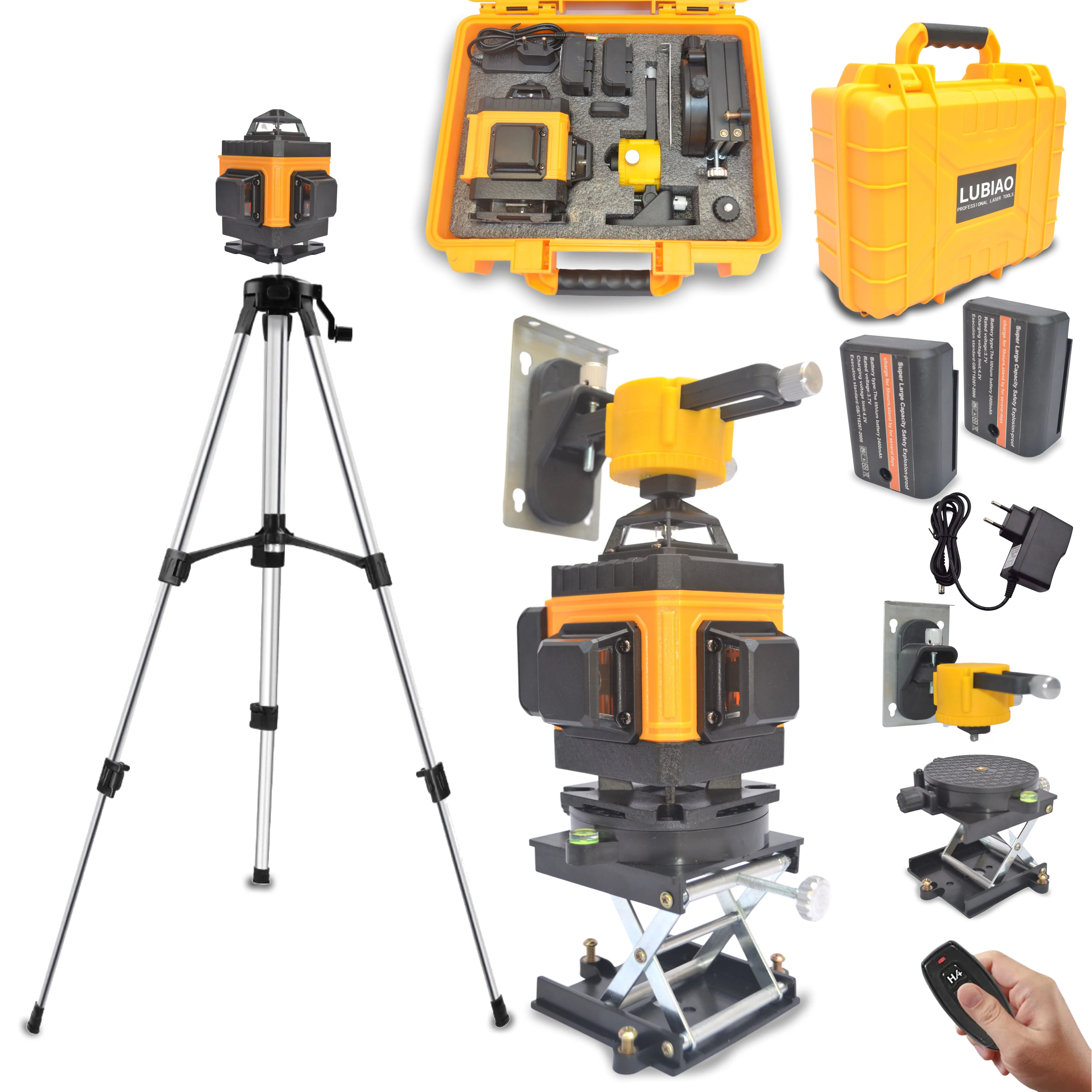 Super Nível Laser Profissional 4d 16 Linhas Tripé 2 Baterias