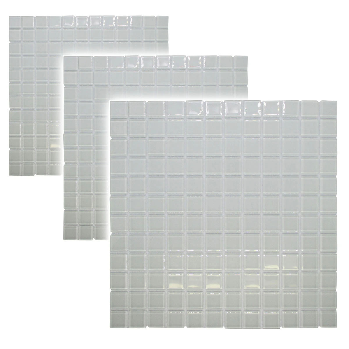 Kit 3 Com Unidades De Pastilhas De Vidro Branca Para Cozinha Banheiro Piscina Cristal Lisa 30x30cm