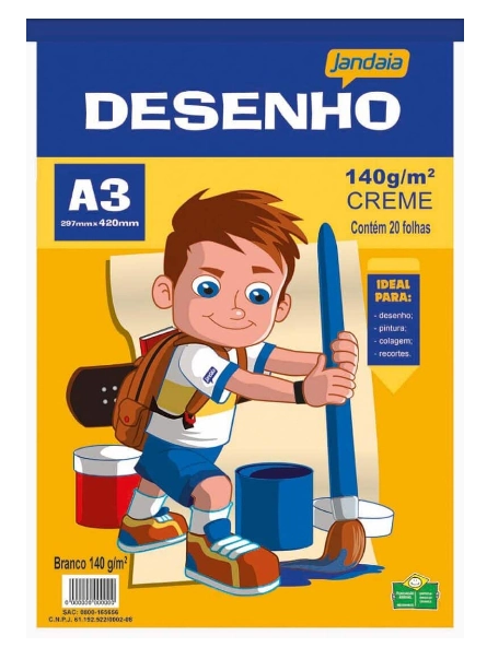 Bloco Escolar Desenho A3 29,7cmx42cm 140g 20fl Jandaia Creme