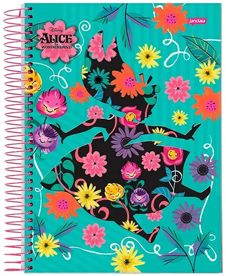 Caderno Capa Dura Universitário Espiral Gato De Cheshire Alice In Wonderland Jandaia 200mm X 275mm 2