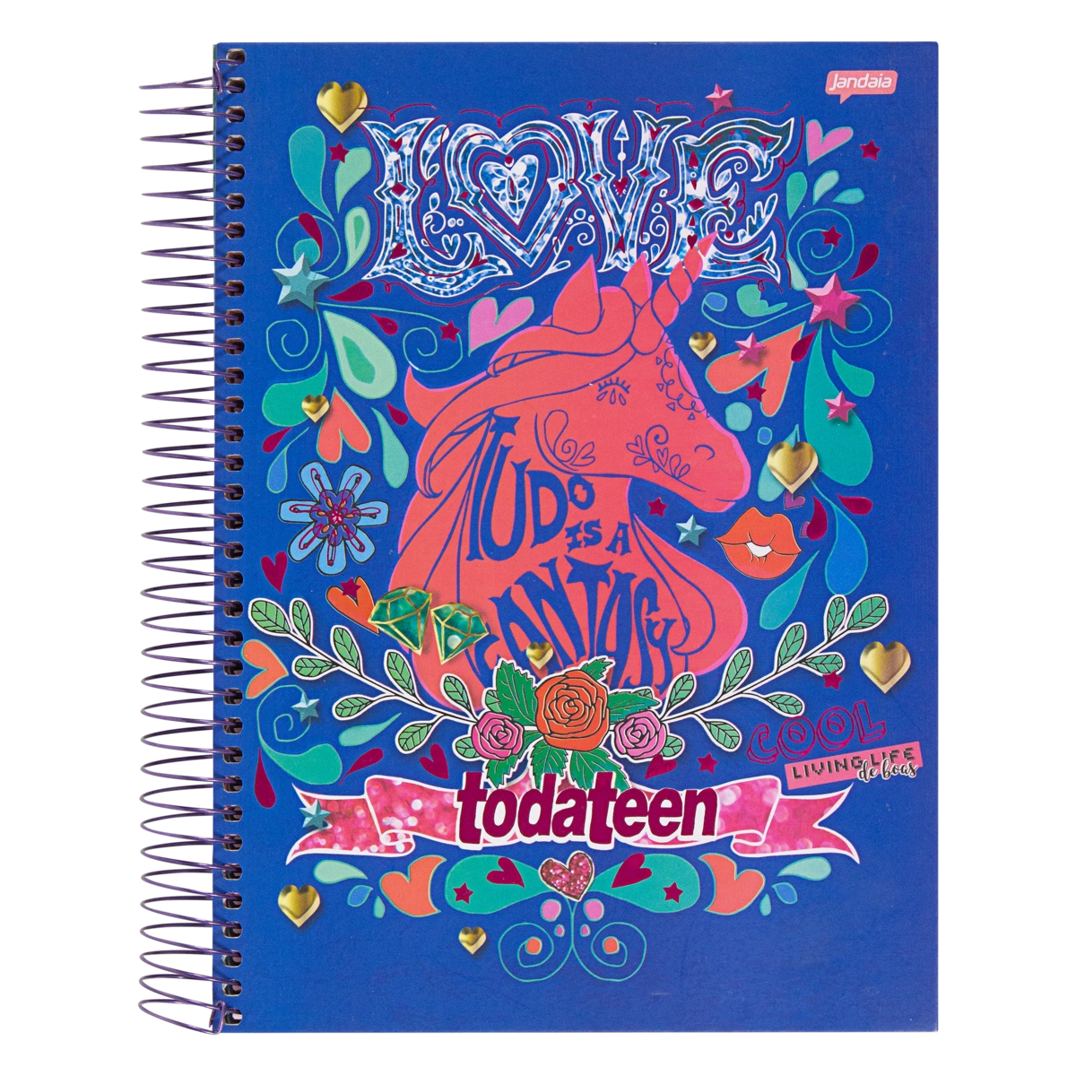 Caderno Capa Dura Universitário Espiral Toda Teen Jandaia 200mm X 275mm 200 Folhas