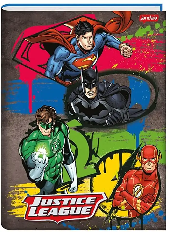 Caderno Capa Dura Brochura 1/4 Liga Da Justiça Jandaia 140mm X 200mm 96 Folhas