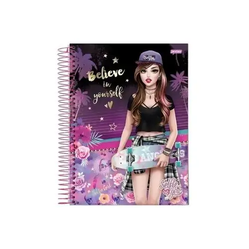 Caderno C.dura Desenho Jandaia Selfie Girl 96fl Un