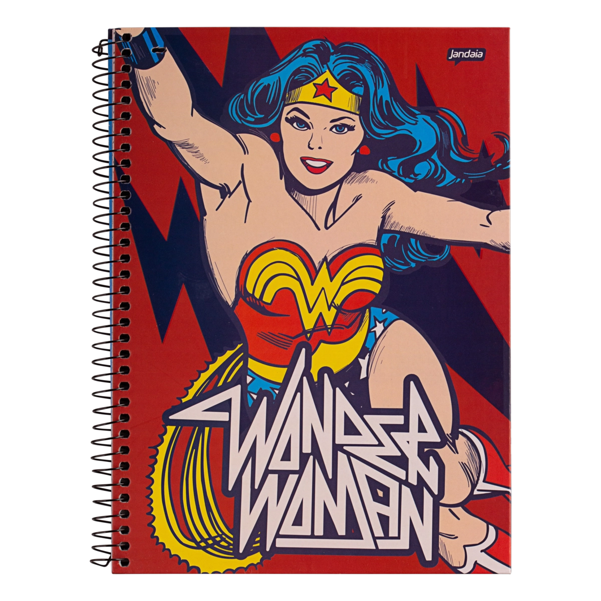 Caderno Capa Dura Espiral Wonder Woman Jandaia 200mm X 275mm 96 Folhas