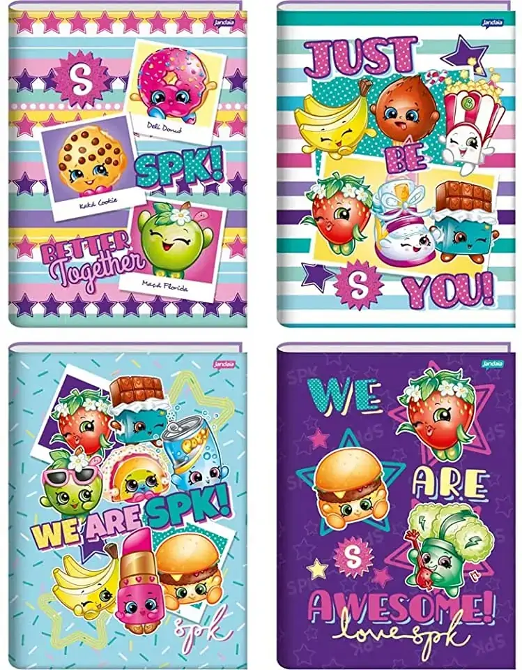 Caderno Brochura 1/4 Shopkins 96 Folhas 109g Jandaia