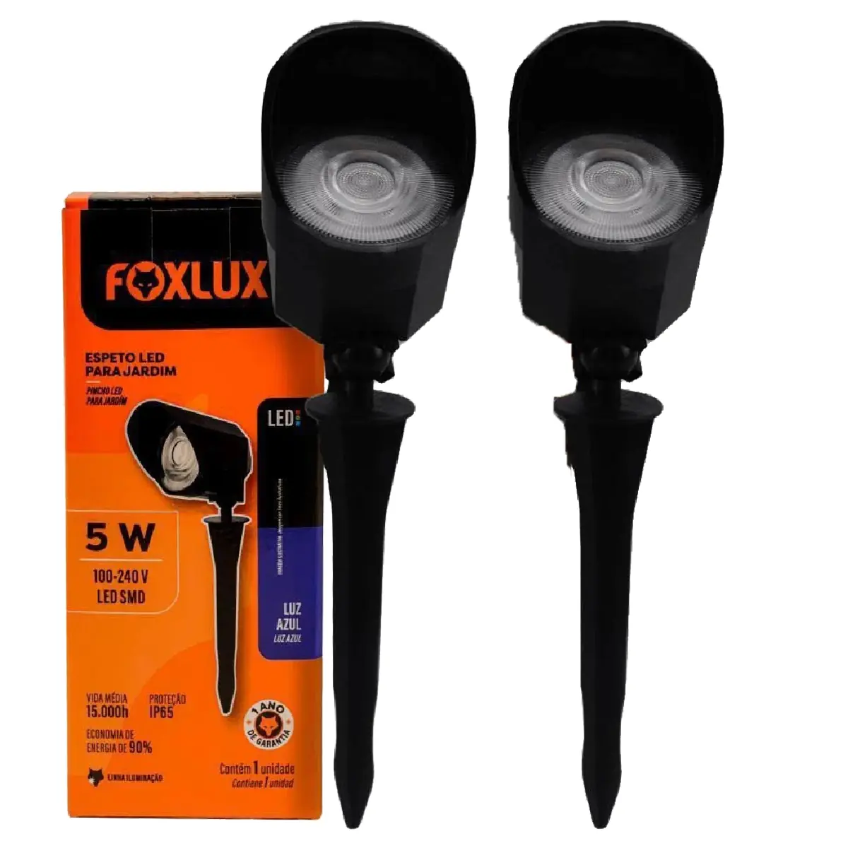Kit 2 Espeto Led Para Jardim Foxlux 5w Azul Bivolt