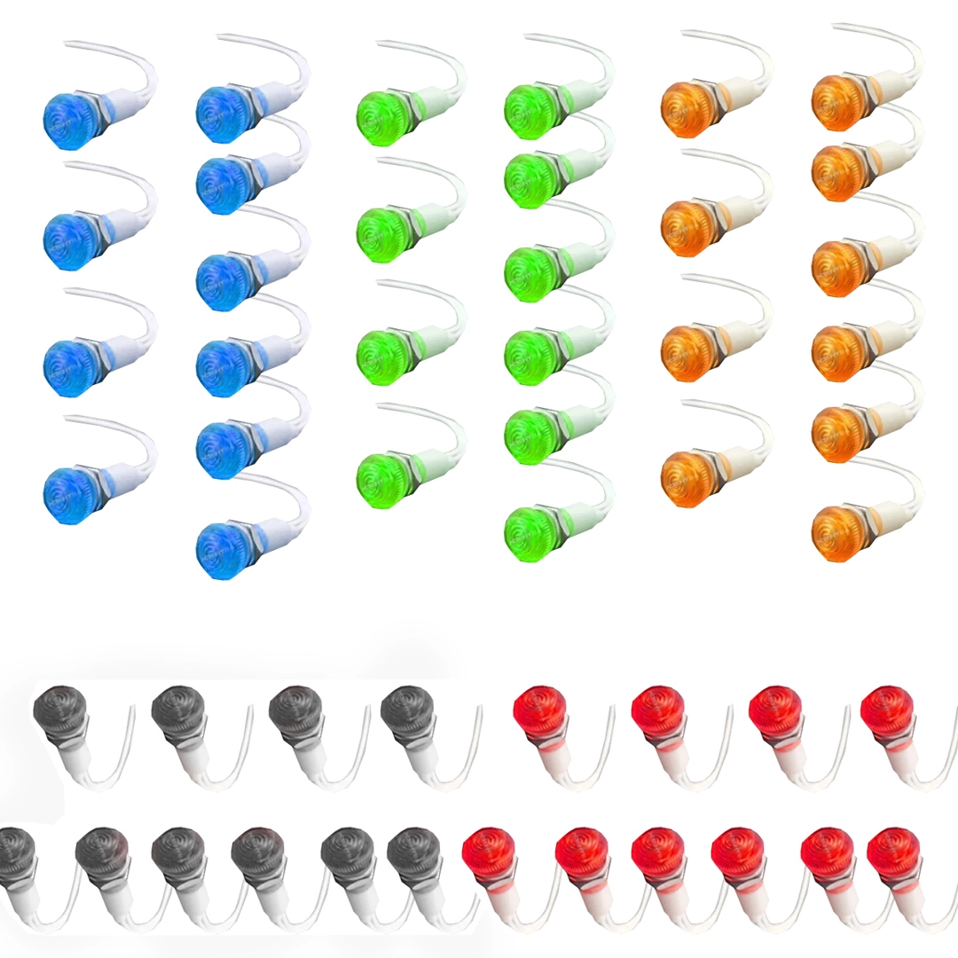 Kit Sinaleiro 9mm 24v Verde Verm Azul Branco Amarel