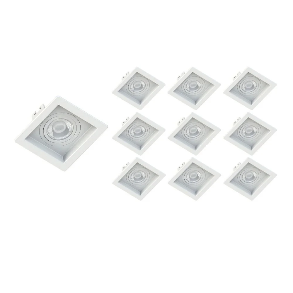 10 Spots De Embutir Recuado Save Energy Par 20 E27 Bivolt Branco
