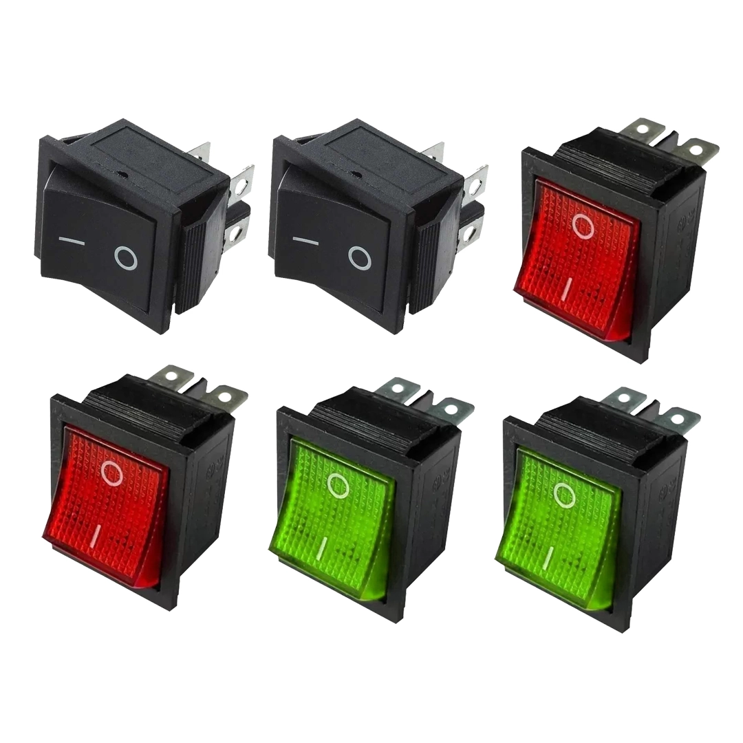Kit 2 Chave Gangorra On/off 4 Polos 16a-250v Vm +2 Pt + 2 Vd
