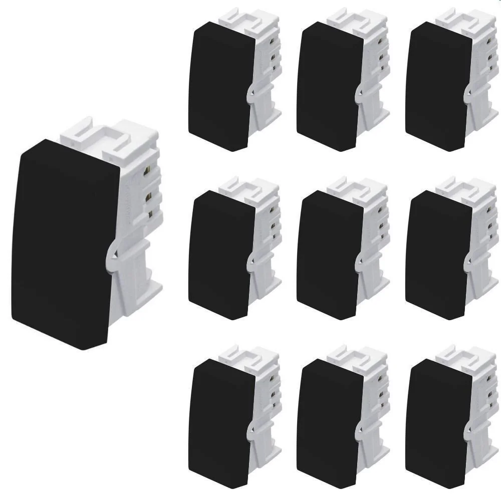 10 Módulos Interruptor Simples Fame Habitat Black 16a Preto