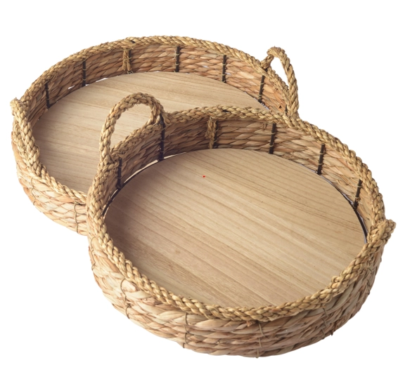 Kit Bandeja Rattan Redonda 2pcs Yt2007 Mcd