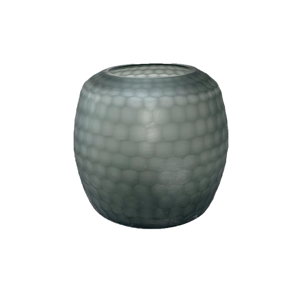 Vaso Vidro Lapidado Megan Fume 20cm Sh21803s Mcd