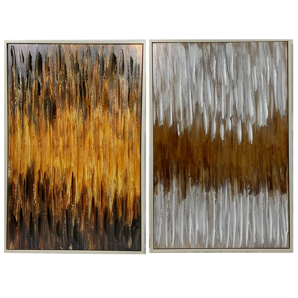 Conjunto Quadro Canvas Abstrato Pto Bco Mold Bca 60x90cm Sh22 Mcd03 Mcd
