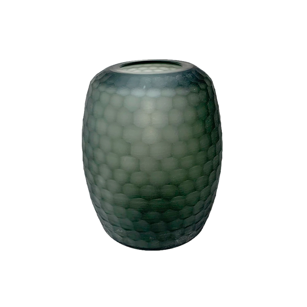 Vaso Vidro Lapidado Maite Verde 26cm Sh21917 Mcd